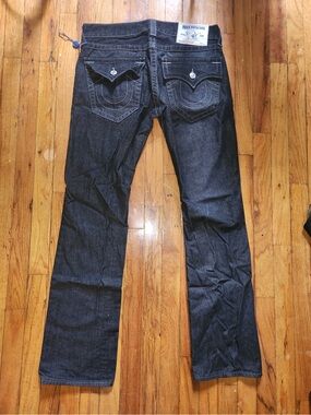 True Religion Men’s Dark Rinse Black Straight Jeans - Size 32